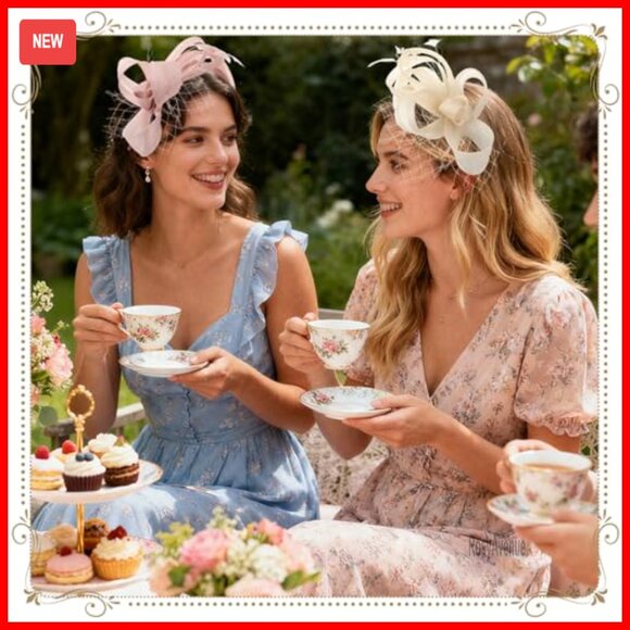 8 Piece Fascinator Headband Set for Derby Tea Party Wedding Church main image 4